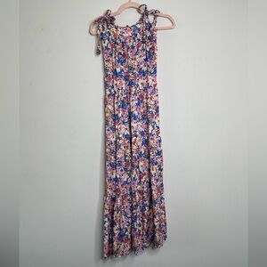 Frnch  Paris Floral Maxi Dress with Tie Straps